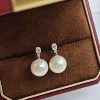 Boucles d'oreilles clous en platine 950 UM Jewelry, perle d'eau douce taille brillant, certifiées NGTC, unisexe/hommes/femmes, cadeau de fiançailles, fête