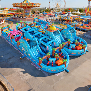 Casa <span class=keywords><strong>de</strong></span> Brinco Inflable <span class=keywords><strong>de</strong></span> Grado Comercial con Obstáculos y Pelotas Rojas <span class=keywords><strong>para</strong></span> <span class=keywords><strong>Adultos</strong></span> - Product Image 1