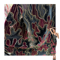 Tissu de luxe en dentelle et velours avec broderie de perles et de sequins, 100% polyester, pour robes de mariée, robes de soirée et robes de demoiselles d'honneur