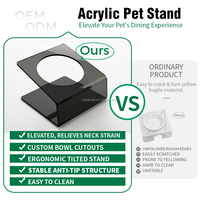 Support de gamelle surélevé en acrylique transparent de luxe, épaissi, étanche et portable pour chats et chiens de petite taille - Vente en gros OEM usine