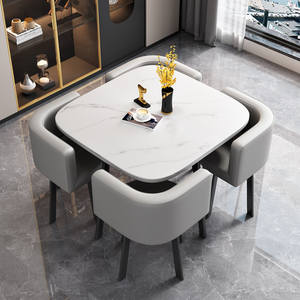 Set Tavolo e Sedie Semplice per Ristoranti e Caffè, Uso Commerciale, Tavolo e Sedie per Sale Riunioni di Hotel, Tavolino Rotondo per Ufficio e Relax - Product Image 6