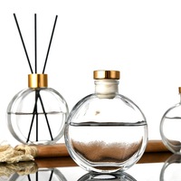Diffuseur d'arômes en verre plat et rond, vase flottant pour fleurs, bouteille vide pour parfum d'intérieur, bouchon pour parfum d'ambiance