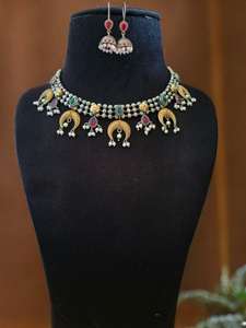 Collar oxidado de perlas, gotas de perlas para aspecto nupcial, joyería india, producto a granel hecho a mano, producto a granel - Product Image 5