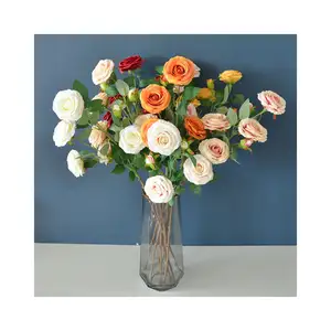 Искусственные розы с 6 головками шелковые цветы Искусственные Свадебные цветы длинный стебель белая роза искусственная Роза для свадебных декоративных цветов