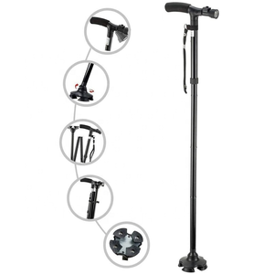 New Style Foldable Portable Aluminum Alloy Hiking Cane Led Lights Universal Base Anti-slip <strong>Rehabilitation</strong> <strong>Therapy</strong> <strong>Supplies</strong> - Product Image 2