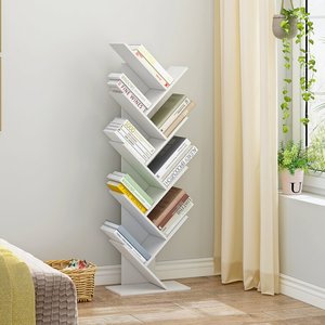 Étagère à livres créative rétro bon marché, bibliothèque rotative pour enfants, style arbre blanc brillant - Product Image 1