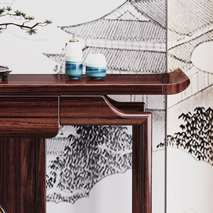 Zen Inspired Entryway <b>Console</b> <b>Table</b> Rosewood Solid Wood Storage Living Room Altar Chinese Style Wenge Oak Finish - Product Image 4