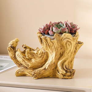 <span class=keywords><strong>Pot</strong></span> <span class=keywords><strong>de</strong></span> fleurs en résine imitation bois pour balcon, <span class=keywords><strong>pot</strong></span> <span class=keywords><strong>de</strong></span> plantes succulentes <span class=keywords><strong>de</strong></span> bureau style racine d'arbre personnalisé, style rustique en souche <span class=keywords><strong>de</strong></span> bois vieilli - Product Image 2