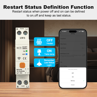 Disjoncteur intelligent Wi-Fi 1P+N 1-63A avec fonction double coupure, minuterie, compteur d'énergie kWh, tension, courant, protection MCB