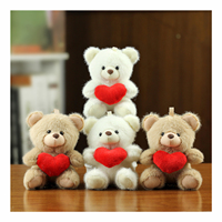 Mini porte-clés en peluche ours en peluche moelleux de 10 cm avec cœur rouge pour la Saint-Valentin