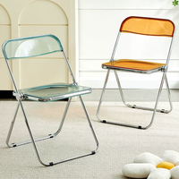 Chaise pliante en acier transparent pour usage domestique, style célébrité d'Internet, design simple, chaise pour salon de thé, magasin de vêtements