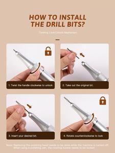 Machine à percer les ongles électrique rechargeable professionnelle noire/bleue/blanche 45000 tr/min, <span class=keywords><strong>ponceuse</strong></span> à ongles, gel, cuticules, ensemble d'outils de manucure - Product Image 6