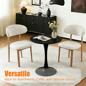Tavolino da Caffè Moderno Rotondo con Finitura Nera Opaca, Base in Ferro e Piano in Legno per Soggiorno - Product Image 4