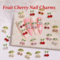 Breloques 3D en alliage cerise pour nail art, décorations de fruits cloutées de strass pour la manucure