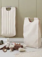 Panier à linge portable moderne pour la maison avec système de tri, sac amovible et cadre métallique pratique