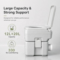 Toilette de camping portable Guankai avec sac de transport, réservoir de déchets de 5,3 gallons et réservoir de chasse d'eau de 3,2 gallons, à bouton-poussoir, anti-fuite, inodore, pour utilisation en camping-car