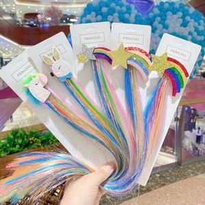 Moda Glitter dolce <span class=keywords><strong>bambina</strong></span> trecce estensioni dei <span class=keywords><strong>capelli</strong></span> Tinsel Clips In estensione dei <span class=keywords><strong>capelli</strong></span> con clip per bambini - Product Image 1