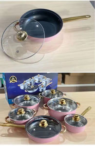 Factory Wholesale Modern 12-Piece Stainless Steel <b>Cookware</b> Set with Pink Skillet and Stockpot Oven Safe & Dishwasher Safe - Product Image 3