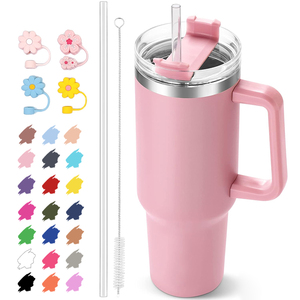 Vaso de Viaje de Acero Inoxidable de 40 oz con Asa y Tapa 2 en 1 con Diseño Sublimable - Product Image 1