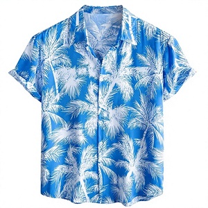 เสื้อเชิ้ตชายหาดพิมพ์ลายใบปาล์มเขตร้อนลำลองสำหรับบุรุษแขนสั้นระบายอากาศได้ดีเสื้อผ้ารีสอร์ทวันหยุด - Product Image 2