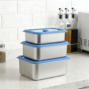 Rectangle Stackable Leak Proof With Glass Lid Bpa Free Single <b>Compartment</b> Stainless Steel Food Storage Container - Product Image 6