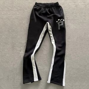 Pantalon évasé streetwear décontracté de haute qualité avec impression en relief, logo personnalisé, extensible, en molleton de coton vintage, écologique, pour homme - Product Image 3
