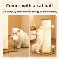 Griffoir pour chat en sisal robuste et haut, anti-chute, avec jouet boule suspendu, base en bois multicouche lestée pour chats d'intérieur