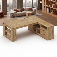 Escritorio Ejecutivo Grande en Forma de L de 70.6 Pulgadas con Estantes de Almacenamiento y Archivador Lateral, Muebles de Oficina