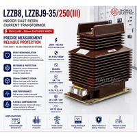 Transformateur de courant en résine coulée pour intérieur LZZB8 LZZBJ9-35/250(III) 35kV 2500A 0.2S/5P20
