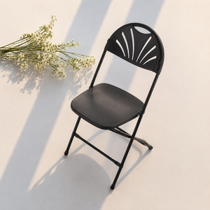 Black Plastic <b>Folding</b> <b>Chair</b> Fan Back Design for Outdoor Use Minimalist Style Garden <b>Chair</b> Lightweight Durable Comfortable - Product Image 1