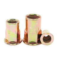 Mur Baut Sisipan Pabrik M6 Kecil Countersunk Setengah Heksagonal Rivet Nut Baja Karbon Lapis Seng Kuning 1000pcs/kantong M6*15.5