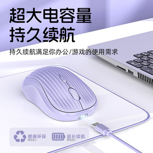 Wireless <b>Mouse</b> Rechargeable Optical 3 Buttons Right Hand Ergonomic For Laptop Office Use White Stripe Design - Product Image 5