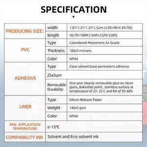 In kỹ thuật số <span class=keywords><strong>PVC</strong></span> vinil Rollo 80 100 120 micron tự dính vinyl có thể in vinilos autoadesivos Trắng - Product Image 6