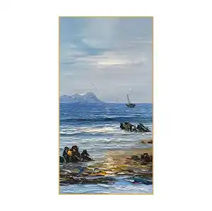 Landscape seascape hand painted oil painting on canvas with frame wall art for wall decor home decor