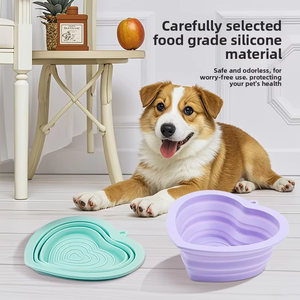 Bol pliable en silicone <span class=keywords><strong>pour</strong></span> animaux de compagnie en forme de cœur, très vendu |   Gamelle de voyage tendance 2026 <span class=keywords><strong>pour</strong></span> chien |   Mangeoire et abreuvoir pliables <span class=keywords><strong>pour</strong></span> <span class=keywords><strong>chat</strong></span> d'extérieur - Product Image 2