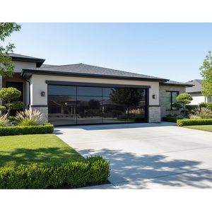 XIYATECH Großhandel Luxus Overhead Schwarz Rahmenloses Glas Schnitt automatik 8x9 9x7 10x7 Garagentor Preise für Häuser Villa - Product Image 1