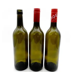 Vendita calda all'ingrosso bottiglia di vino di lusso 750ml verde ambra vuota di buona qualità bottiglia di vetro per la bottiglia di vino