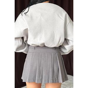 Chaqueta Bomber Gris al por Mayor para Mujer, Manga Larga, Tejida, Resistente al Viento, con Cierre Frontal - Product Image 1