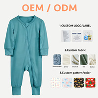 OEM ODM Baby 100% katoenen baby romper vier seizoenen rits romper met bedekte handen & voeten zachte unisex pasgeboren baby pyjama