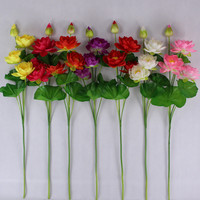 Fleur de Lotus artificielle 7 fourchettes branche de nénuphar plante de verdure pour la décoration de la maison moderne