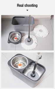 Kính thiên văn ma thuật sợi nhỏ thép không gỉ nhựa Twist Vòng sàn nhà làm sạch quay Mop Set với xô - Product Image 5