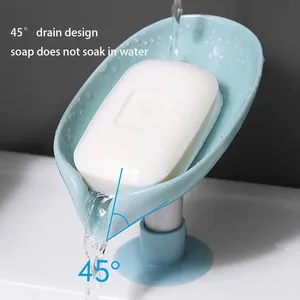 Creative Leaf-Shaped Soap Dish No Punching Standing Suction Cup No Water Accumulation Soap Rack Laundry Soap Box - Product Image 2