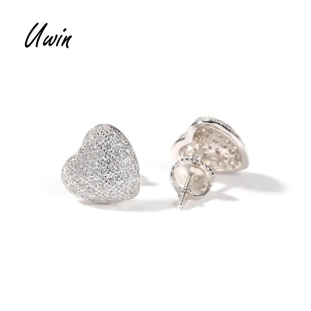 UWIN S925 Stud Earrings Small Heart Shape CZ Earrings Wholesale Ready ro Ship 925 Sterling Silver Jewellery