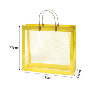 PP Plastic Transparent Tote Bag 31x27x11cm Square Shape <b>Gift</b> Bags <b>For</b> Shopping And Souvenirs - Product Image 1
