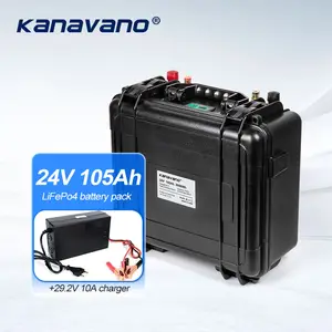 Şarj edilebilir 24 v dc pil paketi 105ah 200ah su geçirmez 24 volt pil elektrikli kayık taşınabilir pil kutu