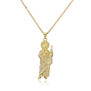 Duyizhao Ladies Jude San Judas Tadeo et Azrael Collier pendentif <span class=keywords><strong>en</strong></span> diamant Micro Zirconia plaqué or Hip <span class=keywords><strong>Hop</strong></span> Cooper Fine Jewelry - Product Image 1