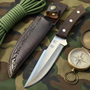 Couteau Bowie Skinner à lame fixe en acier inoxydable de haute qualité, 200 cm, pointe droite, manche en bois, pour camping en extérieur, DIY, OEM - Product Image 2