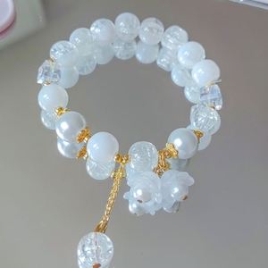 <b>Sweet</b> Style Crystal Beaded Bracelet for Women Lily of the Valley <b>Flower</b> Colorful Beads Elastic Rope Bracelet Charm Jewelry - Product Image 6
