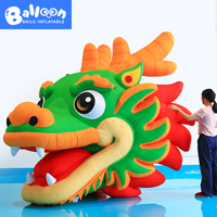 Tête de dragon chinois traditionnel gonflable verte personnalisée, modèle de dessin animé, pour la décoration d'événements festifs, la publicité commerciale