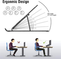 Support pour ordinateur portable en aluminium de qualité supérieure, réglable en hauteur, pliable, ergonomique, support de refroidissement pour bureau, maison, bureau